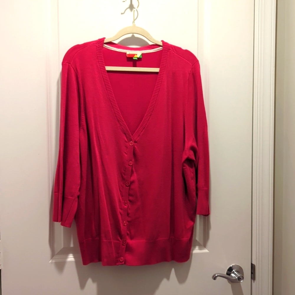 Red Button-Up Cardigan